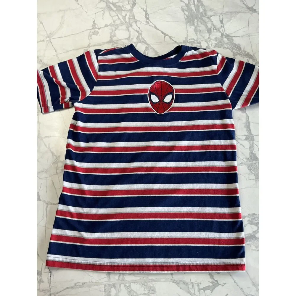 Boys Striped T Shirt Lot of 4 Size 6-8 Minecraft Spider-Man Hot Wheels Old Navy